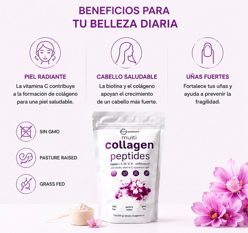 Multi Collagen Peptides™ | 5 Tipos de Colágeno + Biotina + Vitamina C